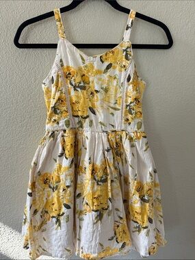 Zunie Girls Cream and Yellow Floral Tie Back Sleeveless Dress Size 12